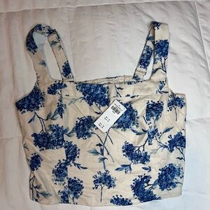 Abercrombie & Fitch Blue Floral Tank Top